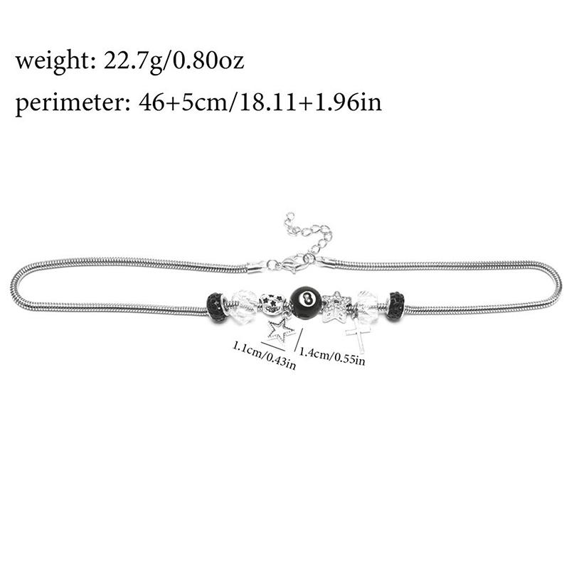 New Black No.8 Ball Heart Star Cross Bracelet Necklace Unique Fashionable Sweet Versatile Personalized Jewelry Gift