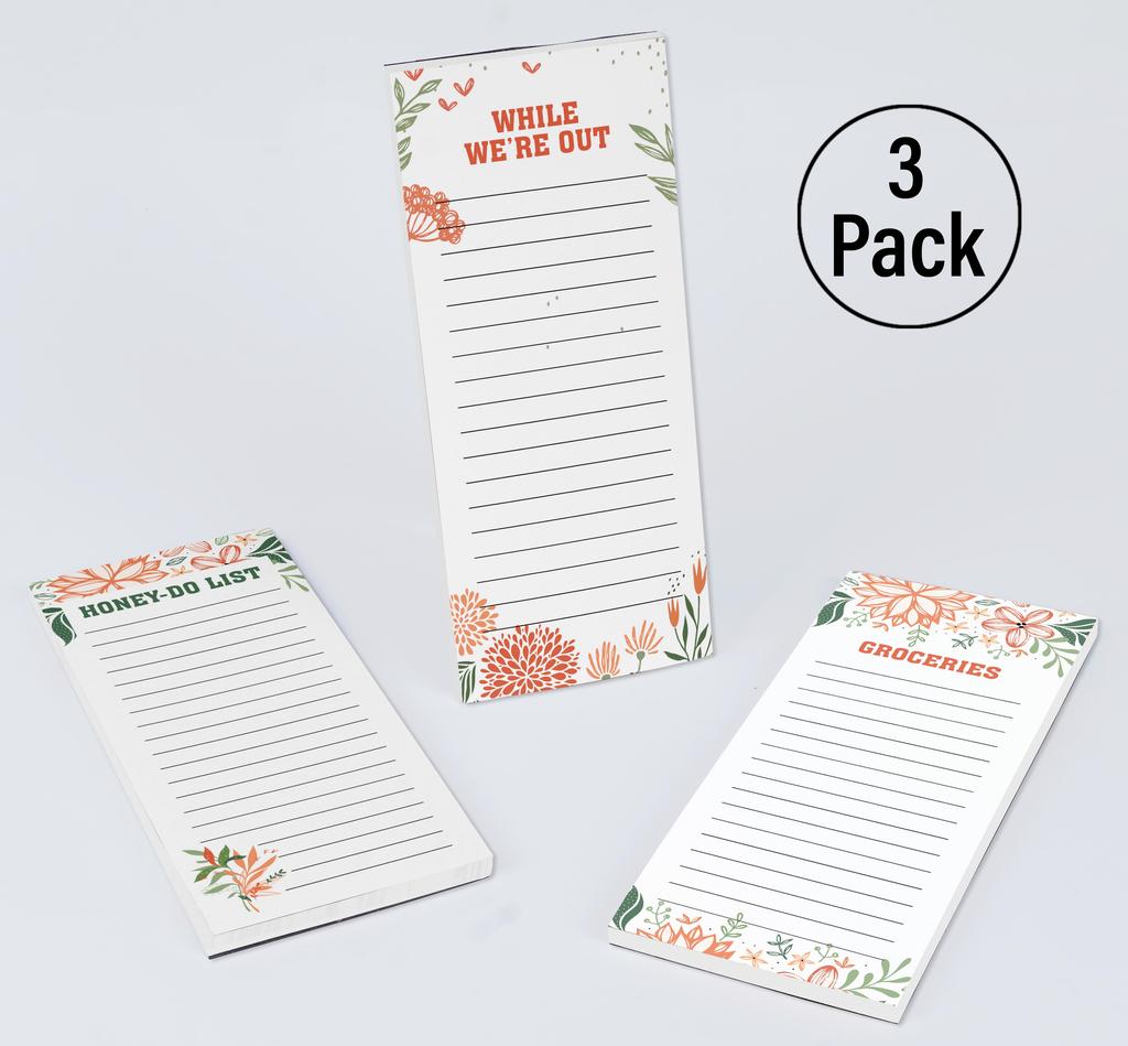 Inkdotpot Balení 3 magnetických poznámkových bloků na lednici – magnetické poznámkové bloky do chladničky-  (50 listů