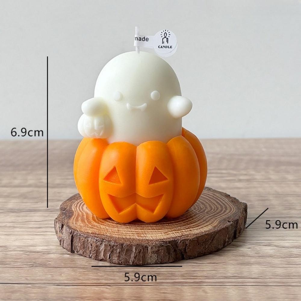 1/2pcs Ghost & Pumpkin Scented Candle Adorable Soy Wax Candles Idea Gifts for Holiday Halloween Home Party Atmosphere Decorative