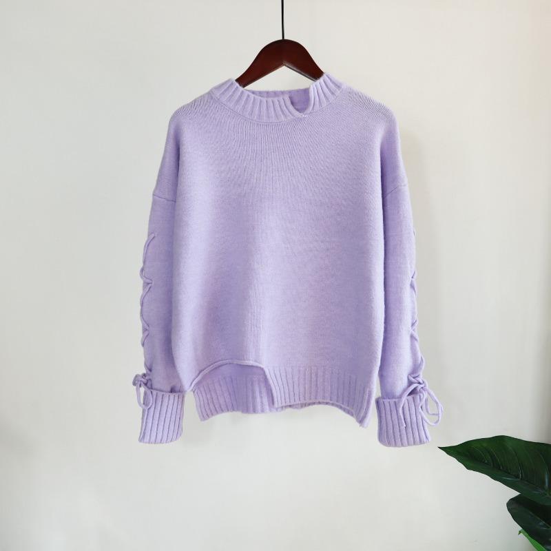 

Design sense niche sweater pullover women s autumn and winter new loose rope irregular knitted sweater top one size fits all синий