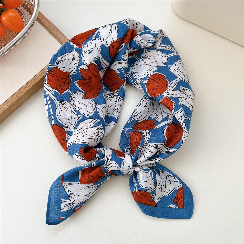 Paisley Flower Print Handkerchief Soft Cotton Linen Head Neck Scarves Hair Scarf Neckerchief Headscarves Square Scarf Headband