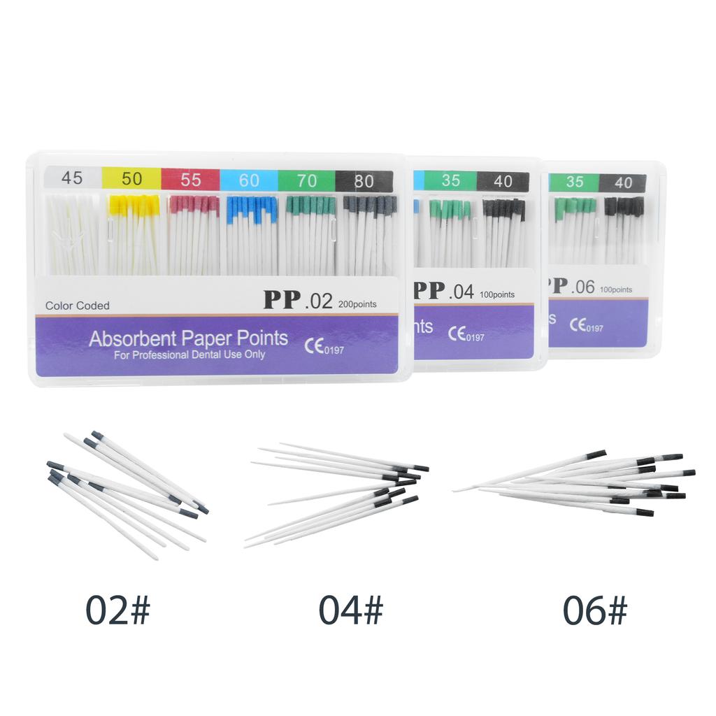 10 cutii Puncte de hârtie absorbantă dentară Vârfuri de hârtie absorbantă de umiditate Taper 0,02 0,04 0,06 Endodonție Clinici dentare Consumabile