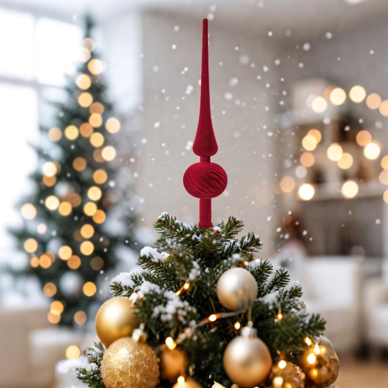 Long Pointed Flocking Plastic Christmas Tree Toppers Portable Easy Setups Festival Ornament for Indoor Decorations