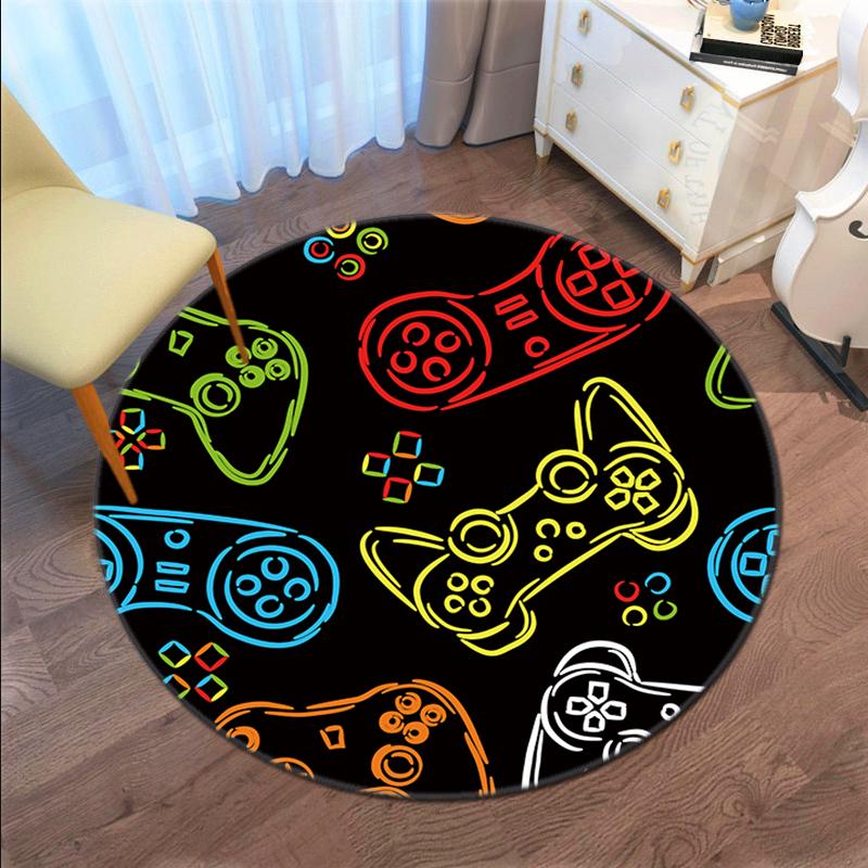 1Pc Game Theme Printed Circular Carpet, Home Door Mat, Outdoor Travel Protection Carpet A7