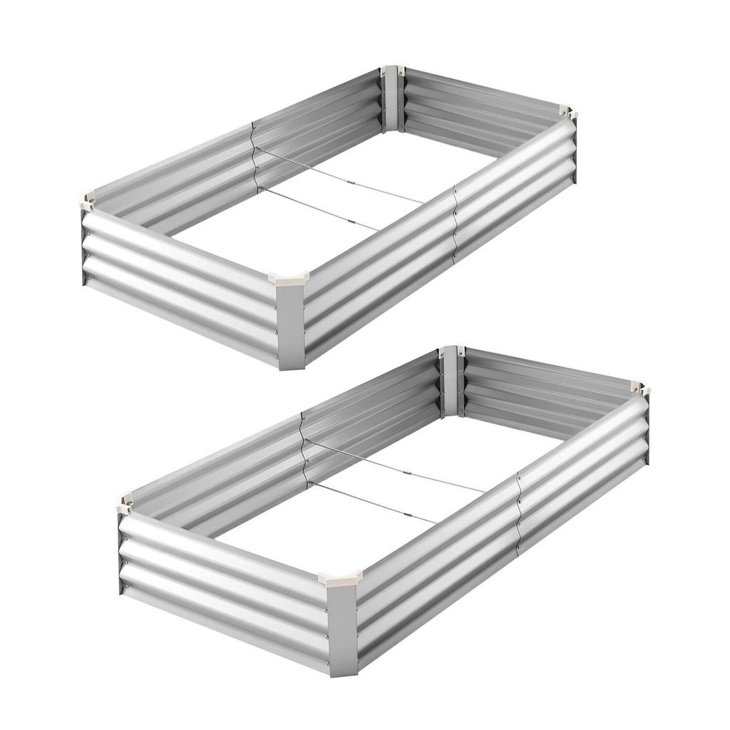 2 Pack Galvanized Raised Garden Beds, 180 X 90 X 30 Cm, Rectangular Metal Planter Boxes Kit Outdoor, Bottomless Elevated Planting Box with Gloves,