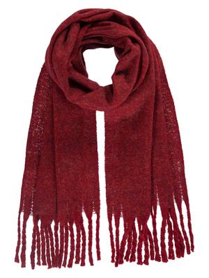 Women' Red Passigatti Scarf with Fringes