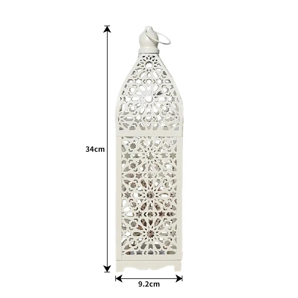 Home Ornament Iron Art Moroccan Night Light Hollow Battery Powered Masjid Lantern Vintage Eid Lamp Mosque