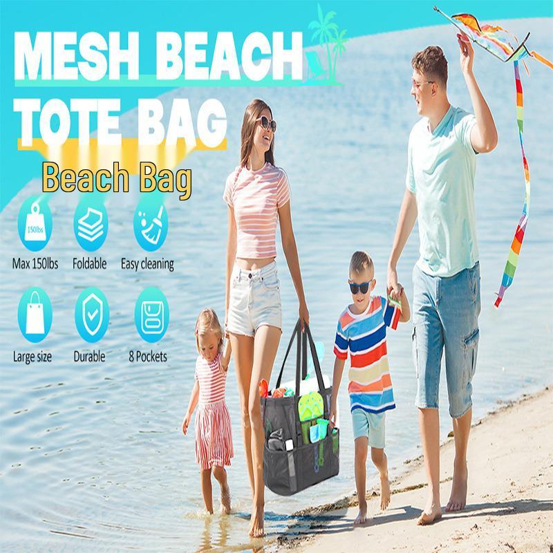 Large Capacity Mesh Beach Bag: Multifunctional Tote for Travel, Swimming, and Towels