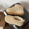 Short snow boots women's tire sole fleece thermal shoes 2025 winter non-slip and wear-resistant cowhide wool sneakers
