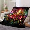 1pc Christmas Candles Printing Lightweight Flannel Blanket, Comfortable and Warm Blanket, for Camping Sofa Bed and Couch Office, Gift