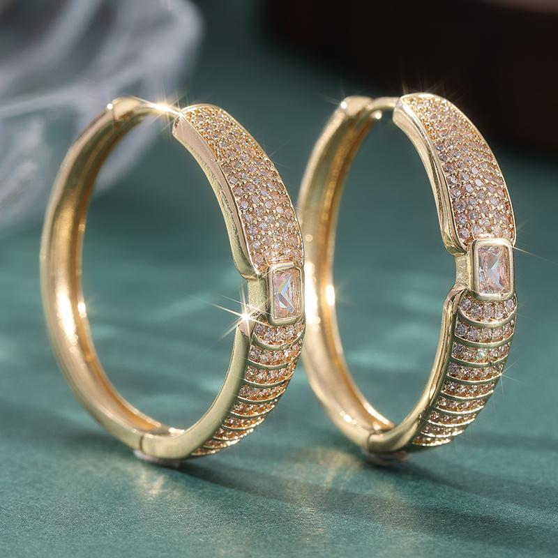 Luxury Hoop Earrings Synthetic Zirconia Elegant Bridal Jewelry for Wedding, Party, Everyday, Party Accessories, Glamorous Design