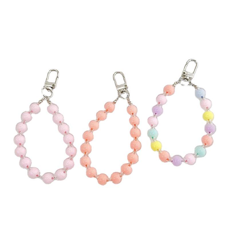 Yi Lian Candy Color Beaded Acrylic Pendant Keychain and Earphone Case Charm