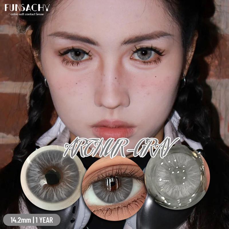 Funsachy 2Pcs Fashion Color Contact Lens For Pupils Blue Eyes 14.2mm Natural Brown Eye Lenses Beauty Green Lens Annual Cosmetics