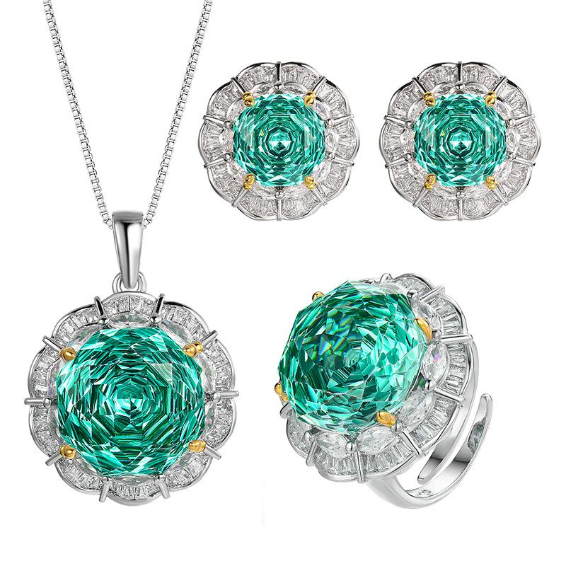 Jewelry Copper Bottom Gold-Plated Rose Cut Para Green Temperament Light Luxury Suit Women 16-10M