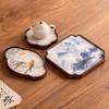 Bambus-Teetablett mit blütenblattförmigen Untersetzern im Lotus-Design Wohnzimmer Trockenaufguss-Tablett Traditionelles Chinesisches Kung Fu Tee-Set