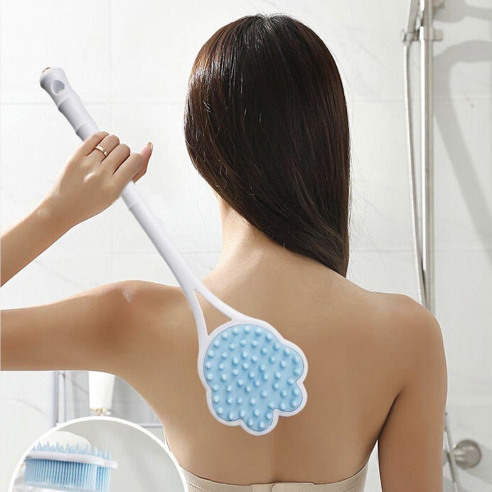 Long Handle Shower Massage Brushes Silicone Bathroom Back Scrubber  Remove Exfoliating