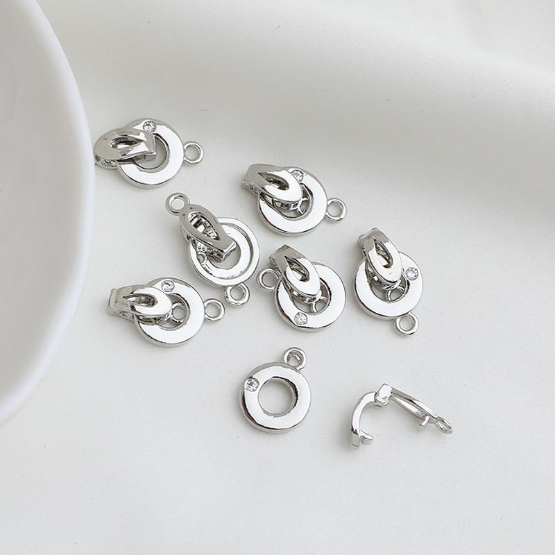 1 Piece Fastener Connector Clasps Locks 18K Gold Plated Brass Inlaid Zircon Pearl End Clasps For Jewelry Diy Bracelet Necklace