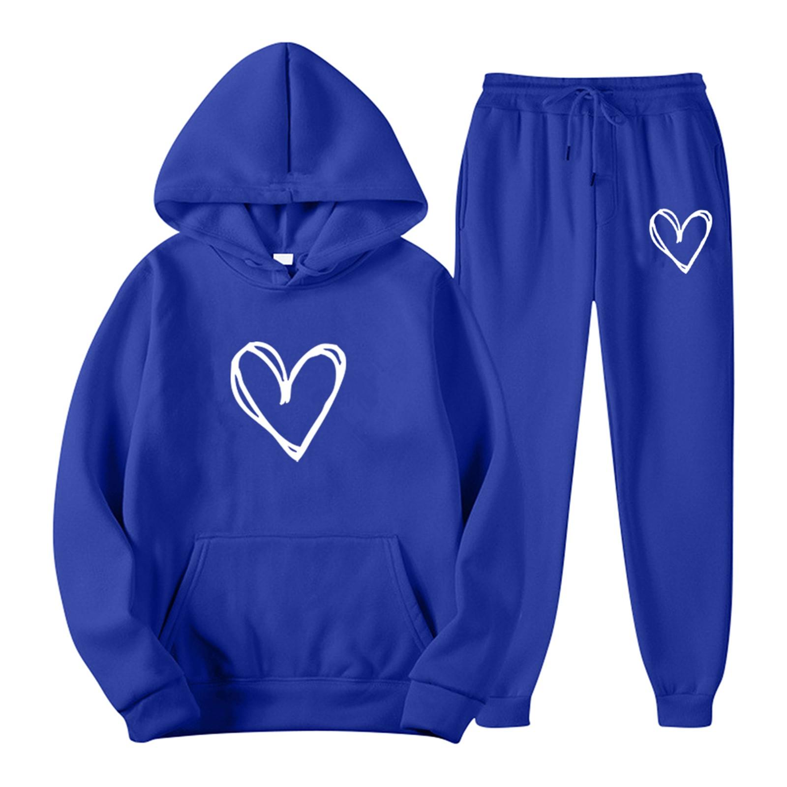 

Womens Plush Long Sleeved Loose Fitting Pullover With Letter Print And Rope Hoodie Two Piece M синій