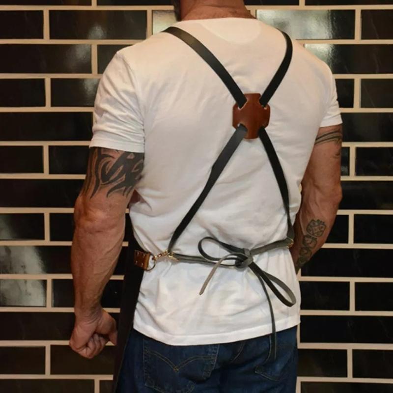 Flexible PU Leather Apron Perfect For Cooks And Barbecue Enthusiasts Featuring Waterproof Quality