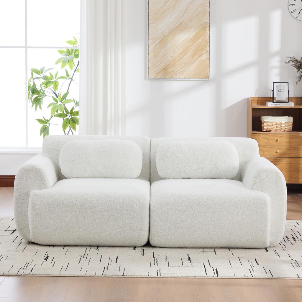 Modulares Kompressionssofa aus Chenille-Stoff, gefüllt mit 30D hoch elastischem Schaumstoff. Leicht zu bewegen, rutschfester Boden, ideal für das Wohnzimmer. Elfenbein
