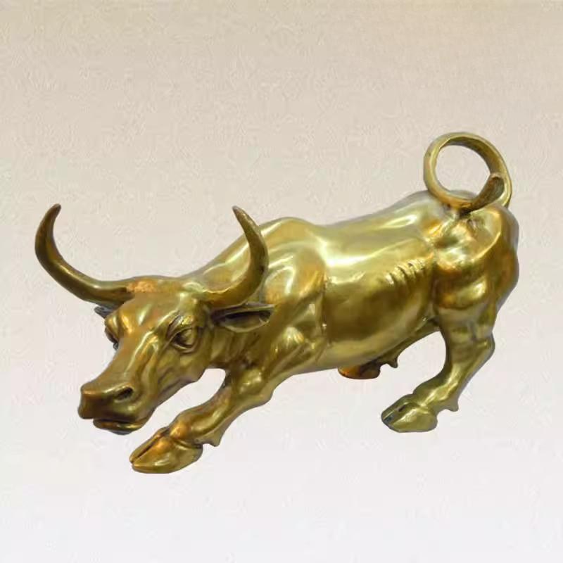 Parlour TOP Decoration ART FENG SHUI Business Good Luck Success Charging Bull Taurus Statue 31CM