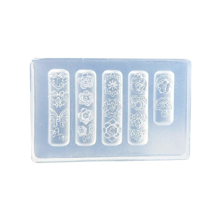 Silicone Nails Art Moulds Accessory Molds Flower Theme Nails Decorative Mold Silicone Texture Suitable for Various Types 1