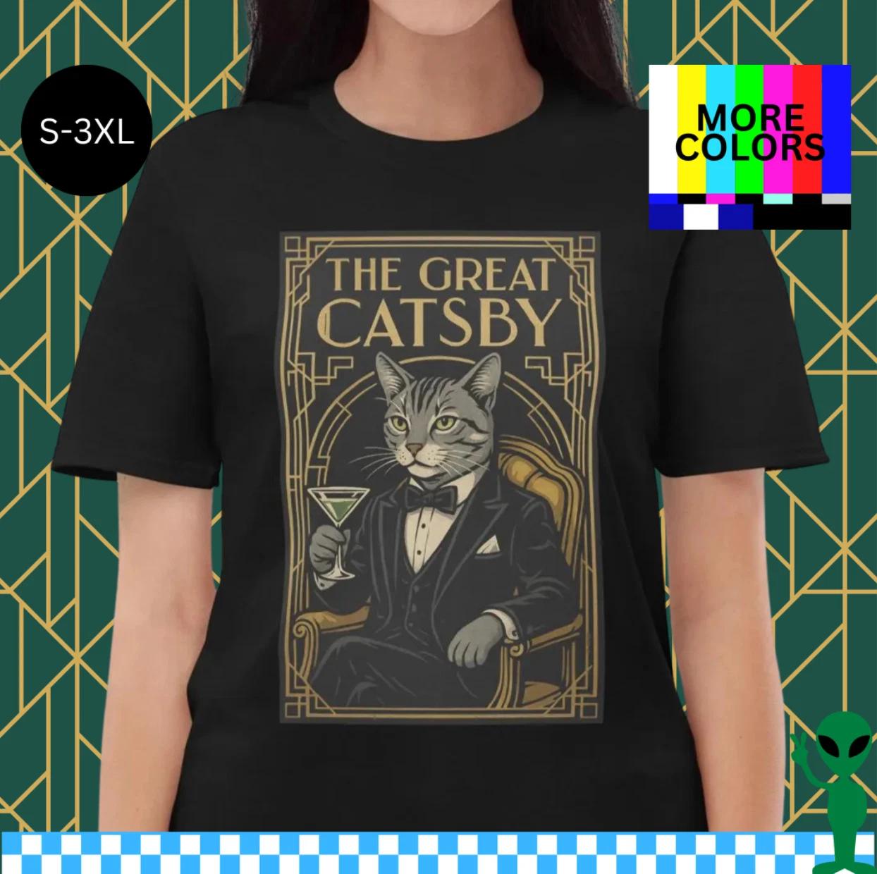 The Great Catsby Shirt Funny Literary Cat Lover Graphic Tee Unisex S-3XL 2XL