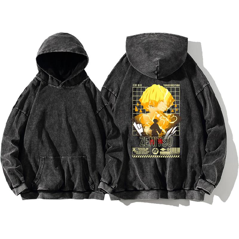 

Аниме Клинок, рассекающий демонов Агацума Зеницу Принтованные толстовки с капюшоном для мужчин и женщин, из стираного хлопка, повседневные, свободного кроя, свитшоты, уличная одежда Харадзюку XXL