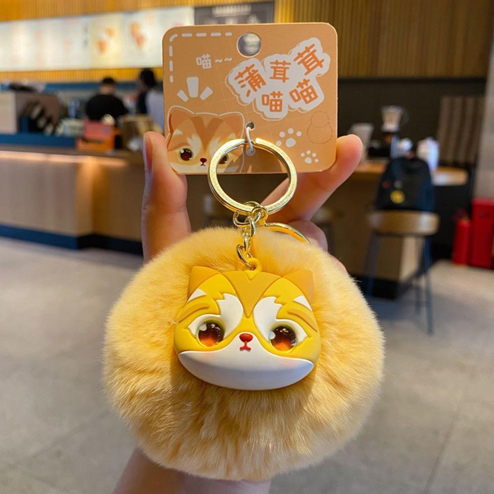 Big Ear Cat Plush Pendant Long Mane Cute Animal Keychain Plush Cat Keychain  Friends Birthday Gifts