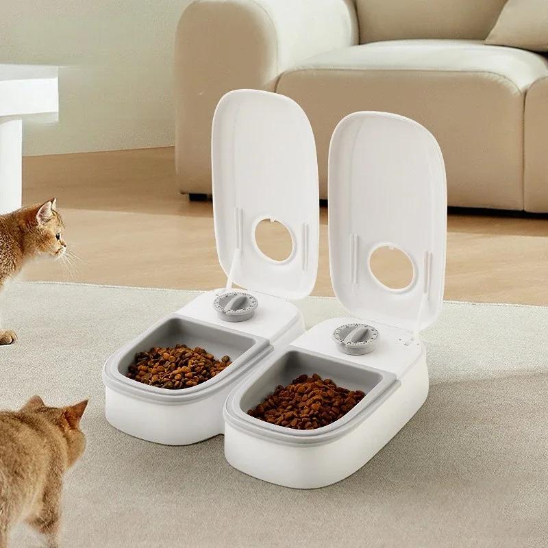Dog Automatic Feeders Pet Timing Feeder Large Capacity Dry&Wet Food Container Electric Dog Double Dish Bowl For Cats Dogs