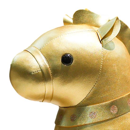 Kleine Plüsch Tierkreis Pferd Maskottchen Puppe Goldenes Stoffpferd Statue Segen Souvenir Geschenk für Chinesisches Neujahr Frühlingsfest Zuhause Büro Geschäft