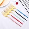 Rose Gold Mirror Cutlery Set Fruit Forks Spoons Dessert Knives Wedding Dinnerware Stainless Steel Flatware Dinner Tableware Set