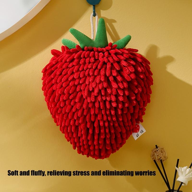 2 Pcs Fruit Shaped Bath Towels Furry Soft Chenilles Fabric Face Hand Towels For Children Adults