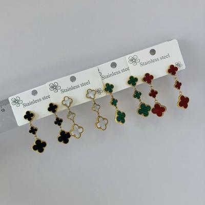 Mode Klavertje Vier Kwastjes Oorbellen 3 Bloem Oorbellen 18K Bloem Oorbellen voor Dames