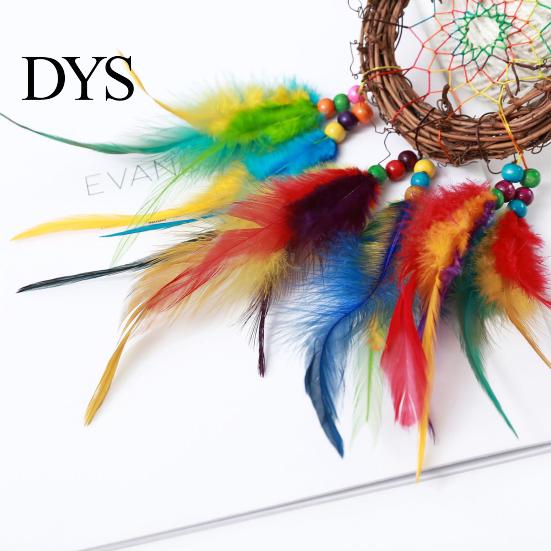 Hanging Dream Catcher with Lanyard Indian Style Decorative Wood Bead Feather Garden Decoration Home Decor Pendant