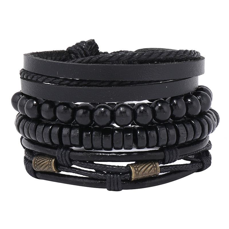 ZORCVENS Classic Hand-Woven Leather Bracelet Multilayer Men Bracelets Punk Beads Bangle for Friend Charm Jewelry Gifts