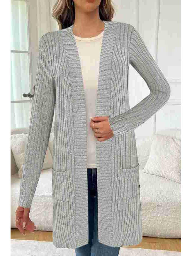 European & American Plus Size Women's Autumn/Winter Long Sleeve Loose Pocket Cardigan Knit Sweater Coat
