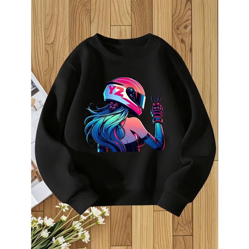 European Size unisex Round Neck Sweatshirt with Fashionable Print, a Versatile Top