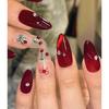 HANDMADE Artificial Nail Almond Red Cat Eye Cute Cherry Phototherapy Nails Fake Nails Reusable and Removable Nails