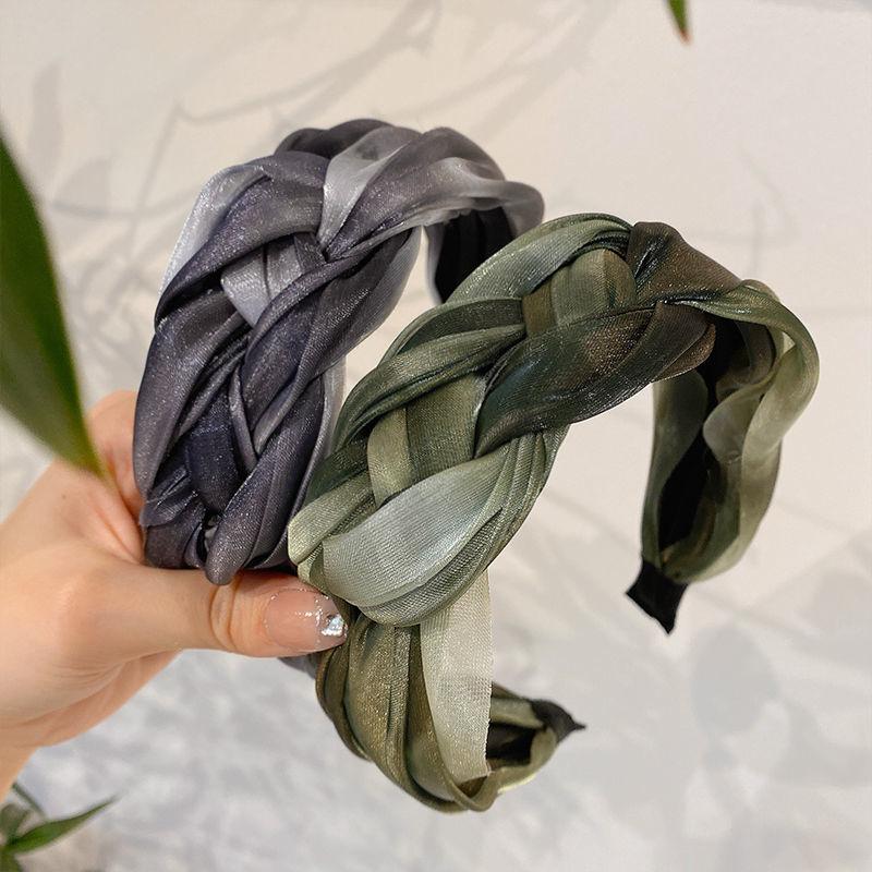2022Korean Fine Flash Yarn Braid Headband Summer Wild Hair Accessories High-end Wide-brimmed Headband