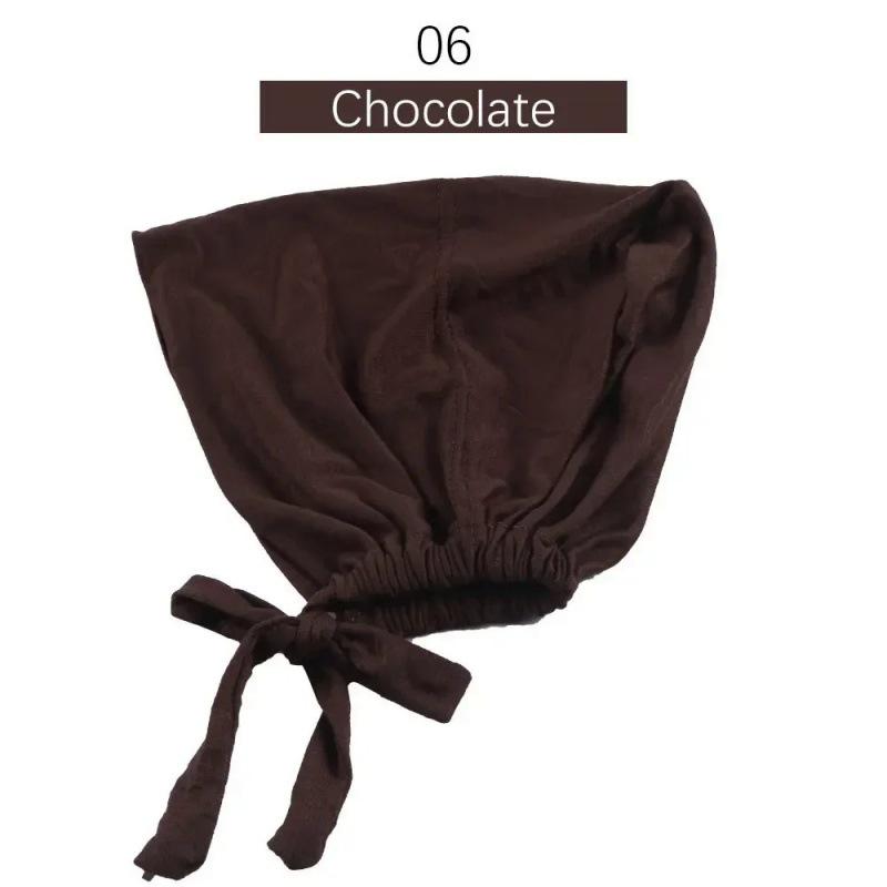 Solid Color Elastic Tie-Back Modal Undercap Hijab Scarf Adjustable Kufi Cap