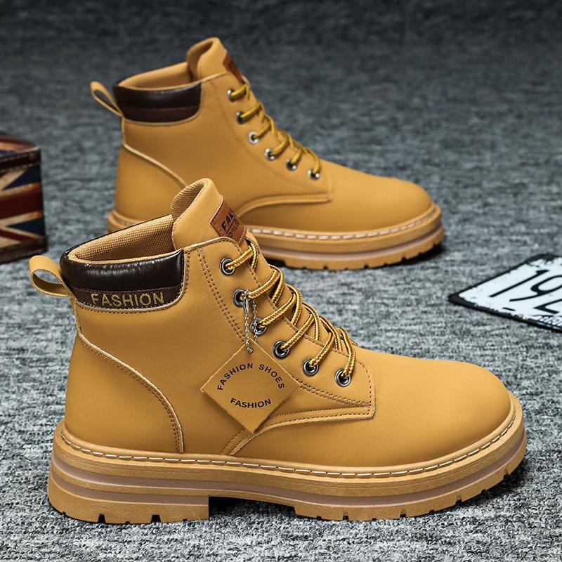 Martin boots plus size new spring and autumn round head high top Martin boots army boots