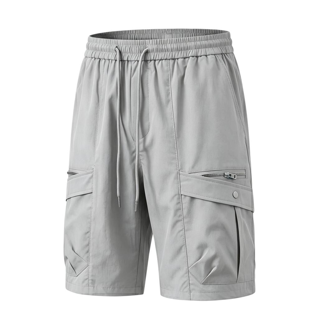 Men's Casual Cargo Shorts Drawstring Elastic Waist Multi-Pocket Shorts Summer Outdoor Hiking Work Shorts