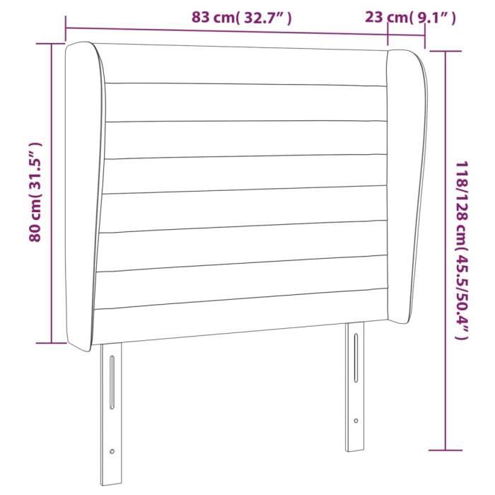 VidaXL Tête de lit avec oreilles Bleu 83x23x118-128 cm Tissu3118076