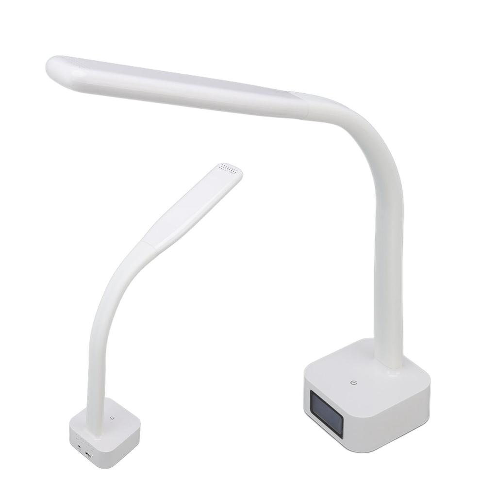 LED Schreibtischlampe 3 Stufen Dimmung Augenschutz Weicher Silikonarm LED Anzeige Wecker Schreibtischlampe