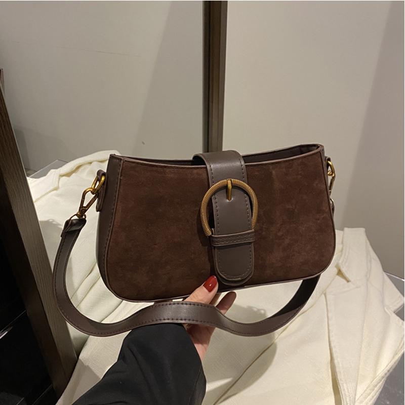 Høst og Vinter Dame Lett Ensfarget Liten Skulderveske Chic PU Lær Gullfarget Maskinvare Firkantet Underarmsveske