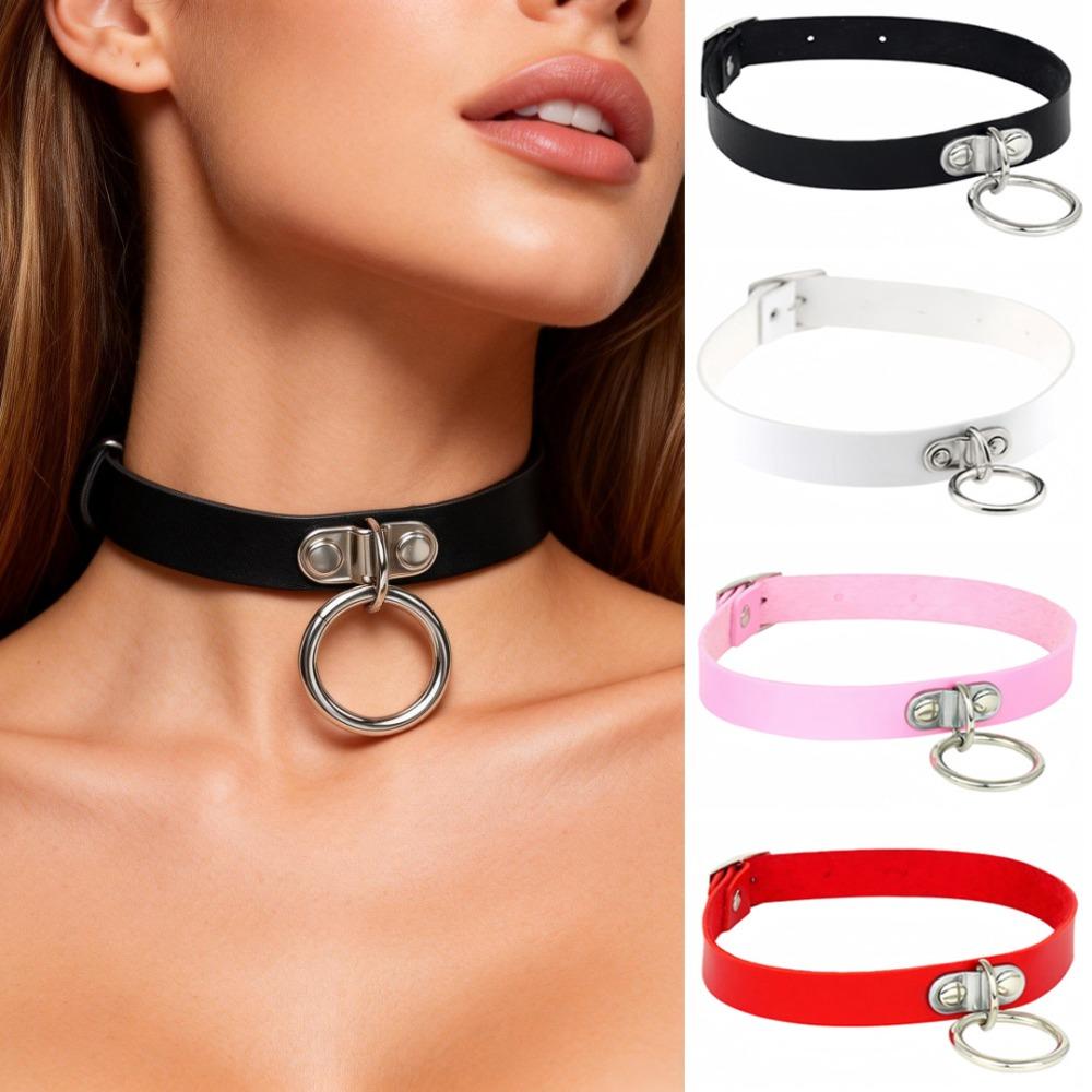 Black Multi Color Punk Collar Necklace Sexy PU Leather Heart Lock Key Spike Choker for Women Gothic Cosplay Party Jewelry