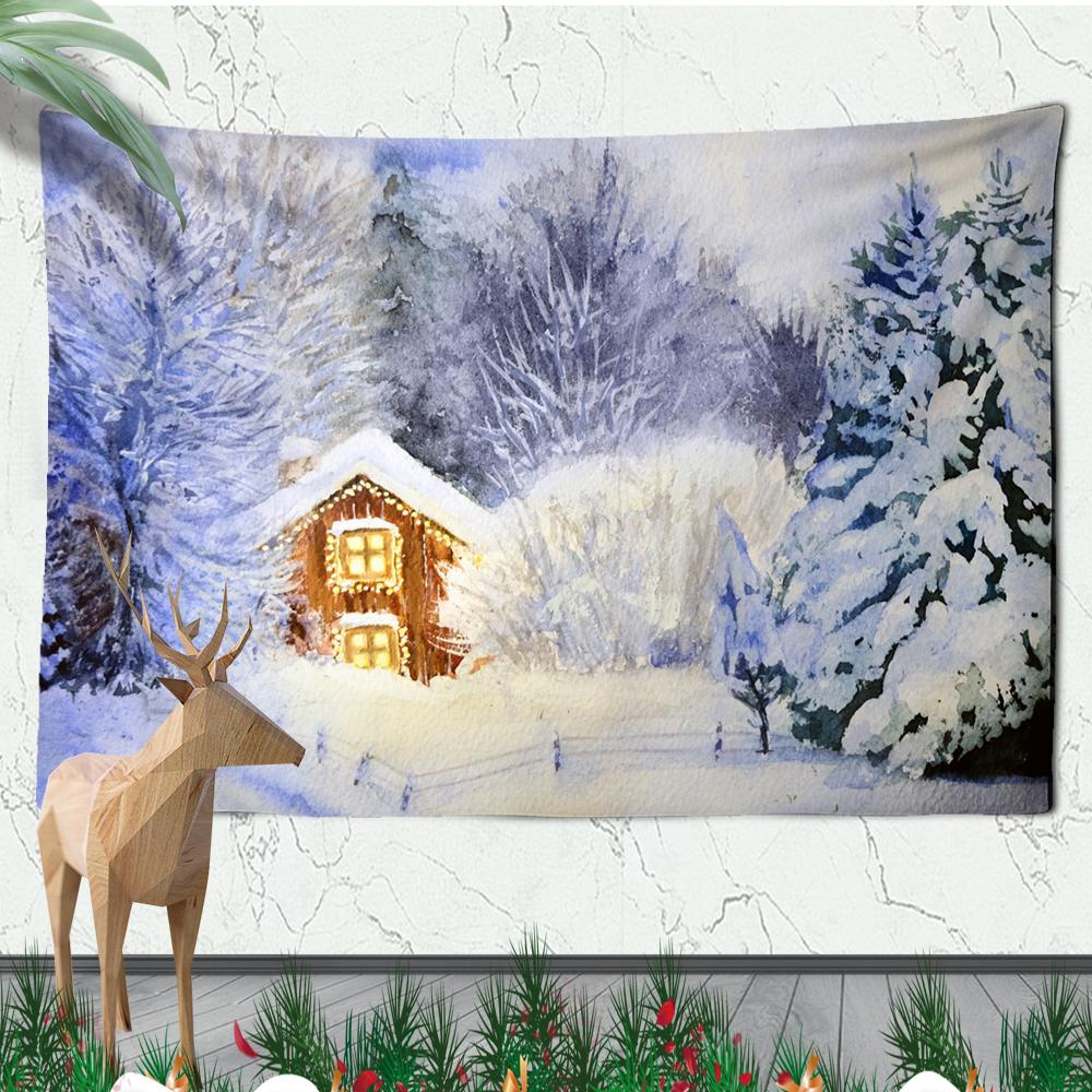 Christmas Wall Hanging Christmas Fireplace Home Wall Christmas Snowman Tapestry Large Size Tapestry