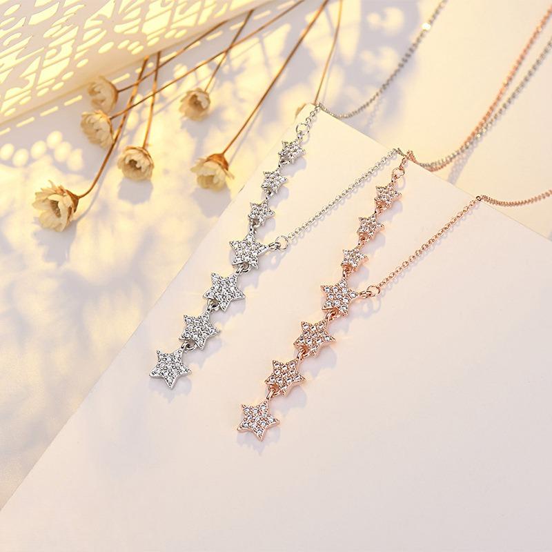 

Seven Stars Falling Necklace Women s Temperament Full Diamond Stars Pendant