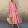 Robe Longue à Carreaux S-5XL Col Rond Manches Courtes Décontractée Automne Femmes Robe Longue Vestidos